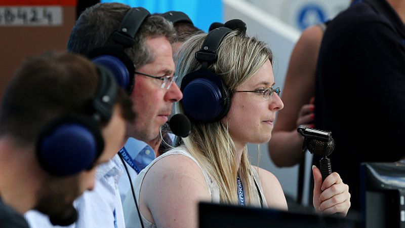 Vicki Sparks, komentator pertandingan Portugal vs Maroko untuk TV BBC. Copyright: &copy; Getty Images
