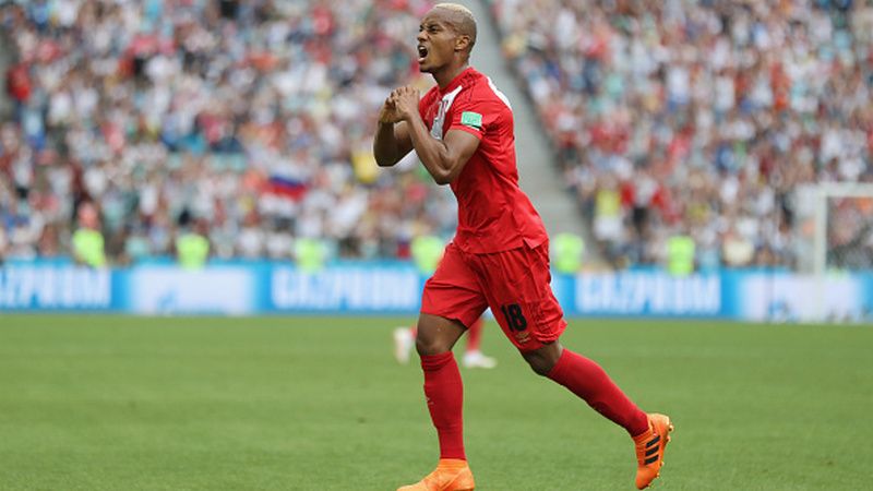 Andre Carrillo melakukan selebrasi pasca golnya ke gawang Peru. Copyright: © Getty Images