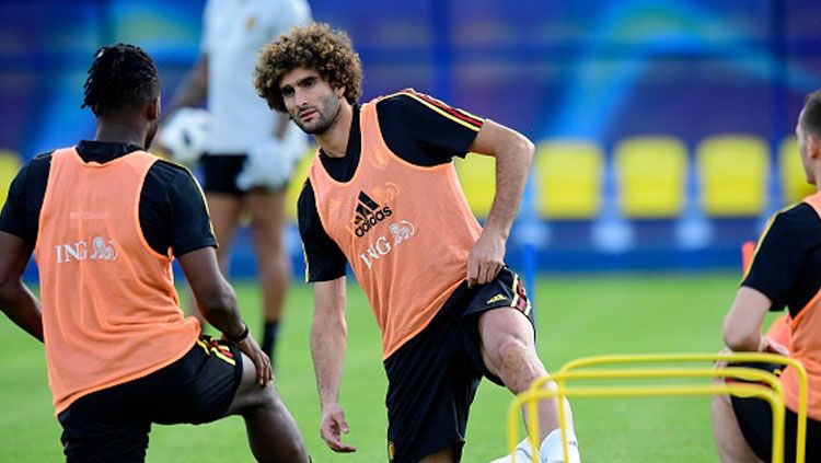 Marouane Fellaini saat sedang latihan bersama Timnas Belgia. Copyright: © Getty Images