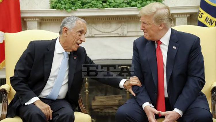 Marcelo Rebelo de Sousa bertemu dengan Donald Trump di White House, Rabu (27/06/18) Copyright: © Getty Images