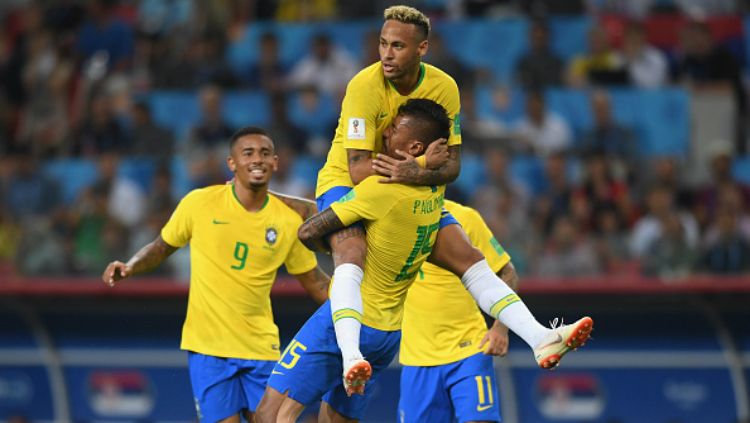 Selebrasi Brasil vs Serbia di Piala Dunia 2018. Copyright: © Getty Images