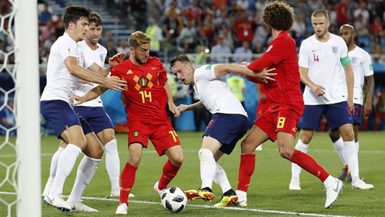 Pertandingan antara Timnas Inggris vs Belgia. Copyright: © Getty Images