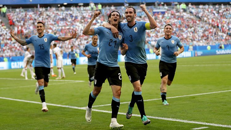 Selebrasi para pemain Timnas Uruguay. Copyright: © Getty Images