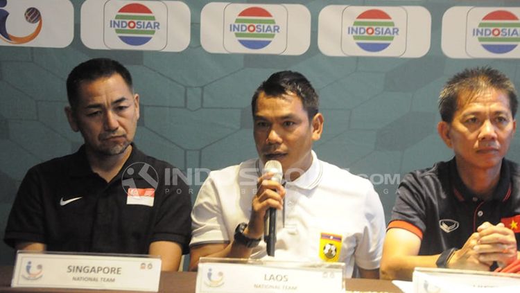 Laos Tak Gentar Hadapi Indonesia Pada Laga Perdana Piala AFF U-19. Copyright: © Fitra Herdian/Indosport