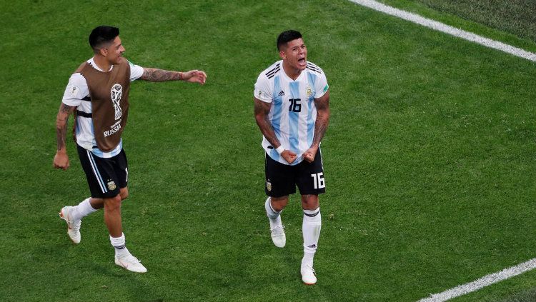 Bek Argentina Marcos Rojo di Piala Dunia 2018. Copyright: © Getty Images