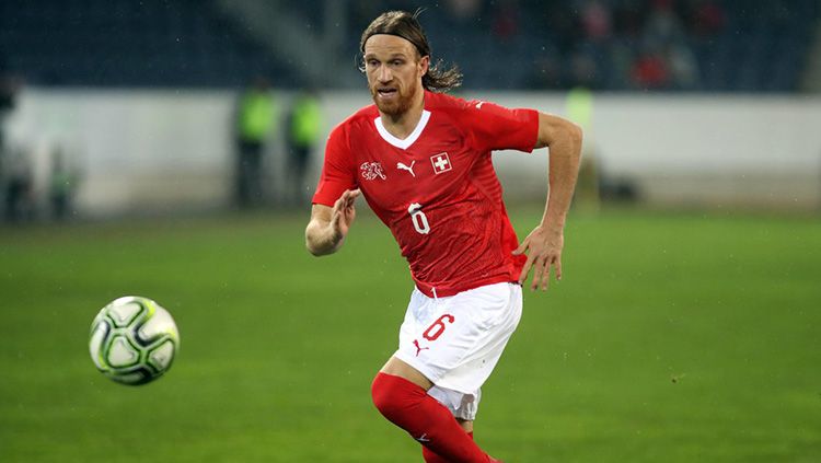 Bek kanan Swiss Michael Lang di Piala Dunia 2018. Copyright: © Getty Images