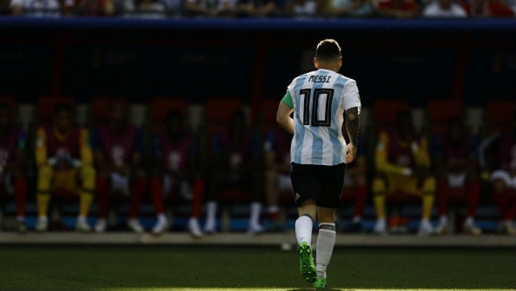 Lionel Messi saat mengenakan jersey Timnas Argentina. Copyright: © Getty Images