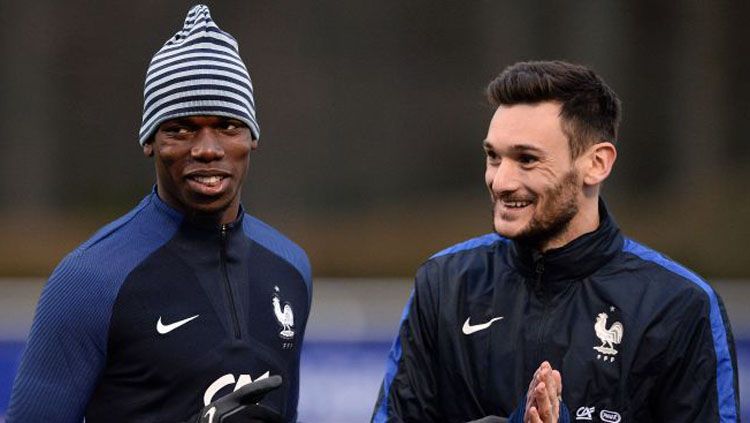 Paul Pogba dan Hugo Lloris saat latihan bersama di Timnas Prancis dalam Piala Dunia 2018. Copyright: © Daily Star