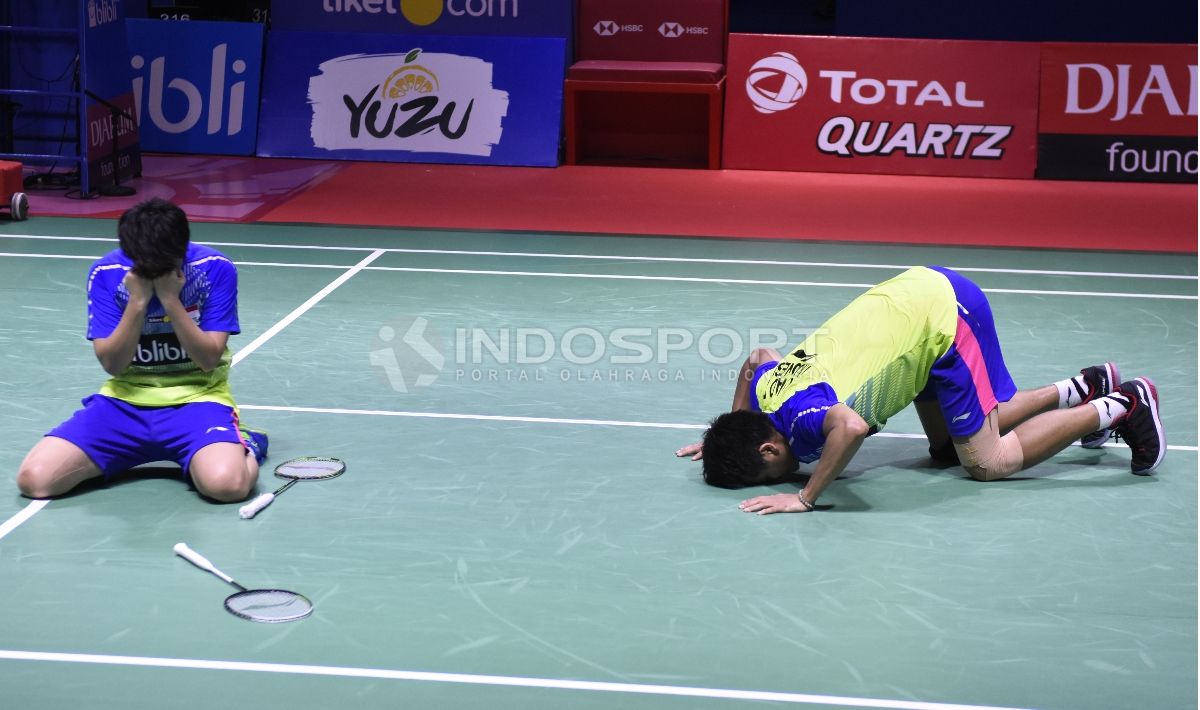 Ganda Campuran Indonesia Tontowi Ahmad dan Liliyana Natsir meluapkan kegembiraan Indonesia Open 2018. Copyright: © Herry Ibrahim/INDOSPORT