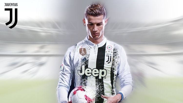 Poster Cristiano Ronaldo bertema jersey Juventus dan Real Madrid. Copyright: © INDOSPORT