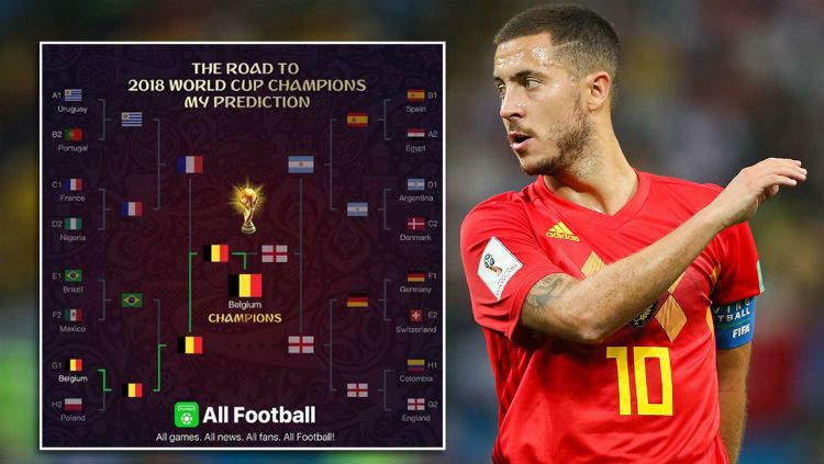 Prediksi juara Piala Dunia versi Eden Hazard. Copyright: &copy; Daily Mail