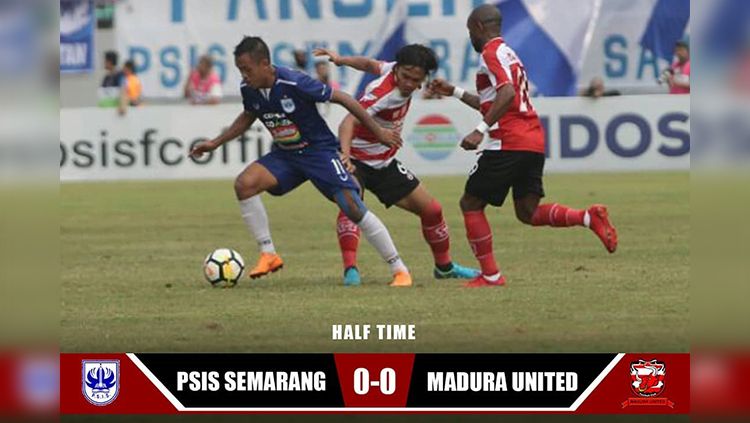 Hasil babak pertama babak pertama PSIS Semarang vs Madura United. Copyright: © maduraunited.fc