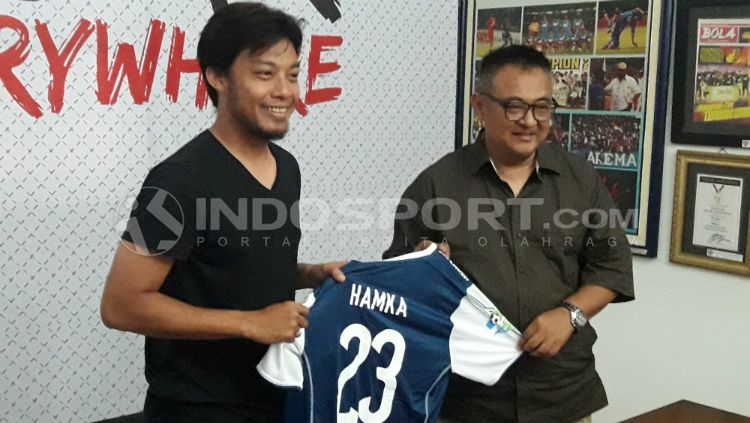 Hamka Hamzah, pemain anyar Arema FC dari Sriwijaya FC. Copyright: © Ian Setiawan/INDOSPORT