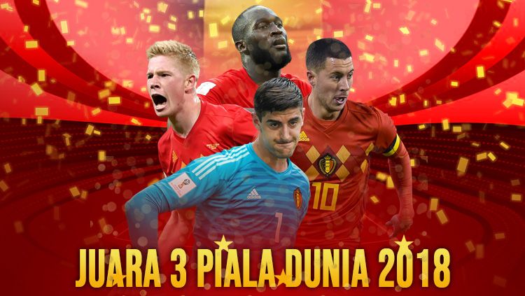 Timnas Belgia juara ke tiga Piala Dunia 2018. Copyright: © Grafis: INDOSPORT