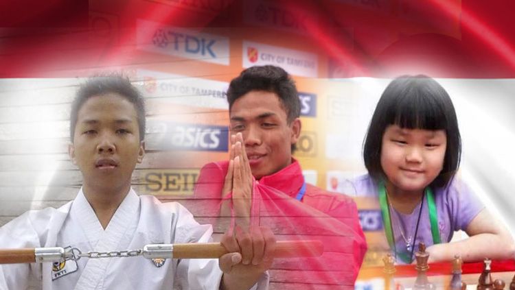 (ki-ka) Fauzan Noor, Lalu Muhammad Zohri, dan Samantha Edithso. Copyright: © INDOSPORT