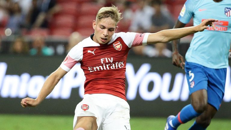 Emile Smith Rowe wonderkind Arsenal cetak gol pertama saat melawan Atletico Madrid di ICC 2018 Copyright: © www.skysports.com