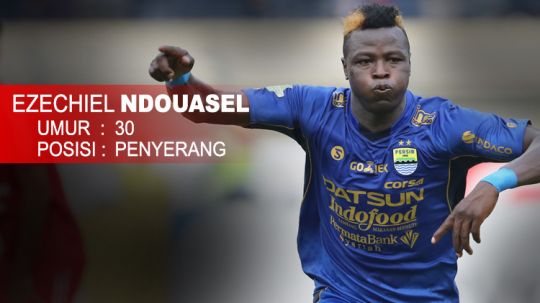 Penyerang Persib Bandung, Ezechiel Ndouasel lebih produktif dibandingkan dengan Marko Simic di Liga 1 2018. Copyright: © Indosport.com