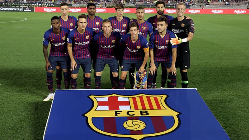 Skuat Barcelona untuk melawan Tottenham Hotspur Copyright: © Getty Images