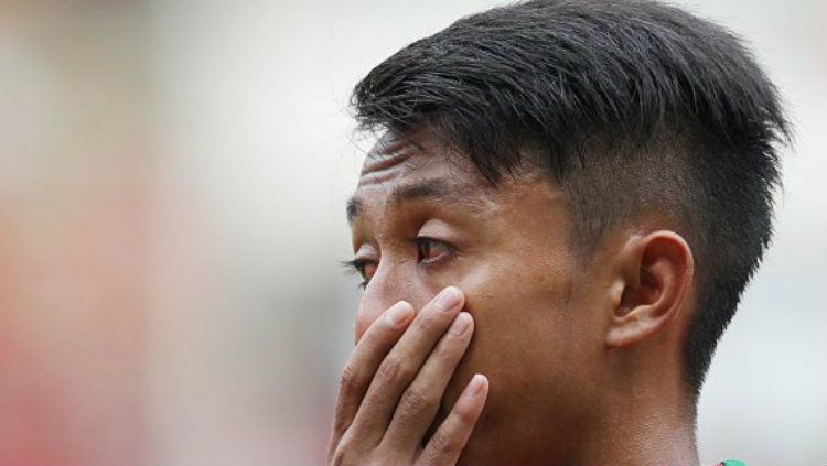 Febri Hariadi menangis saat membela Timnas beberapa waktu lalu. Copyright: © Tribunnews