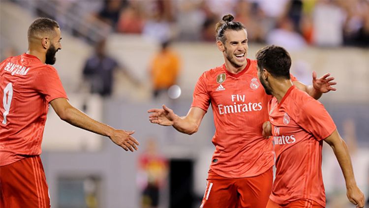 Gareth Bale cetak gol di ICC 2018 kontra AS Roma. Copyright: &copy; Getty Images