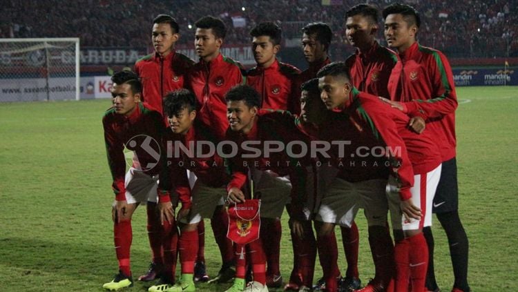 Skuat Indonesia U-16 di laga final Piala AFF U-16 antara Indonesia vs Thailand. Copyright: © INDOSPORT/Fitra Herdian