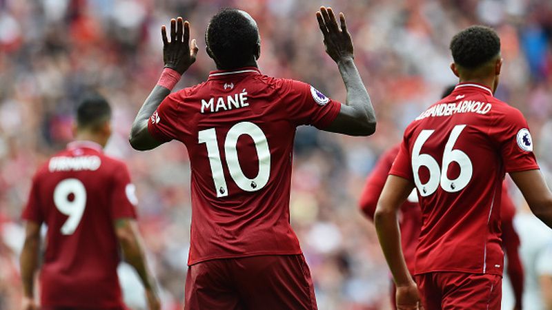 Sadio Mane merayakan gol keduanya ke gawang West Ham United Copyright: © Getty Images