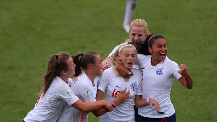 Selebrasi para pemain Timnas wanita Inggris. Copyright: © Getty Images