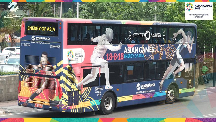 Bus transJakarta angkutan wisata untuk Asian Games 2018. Copyright: © nawalakarsa