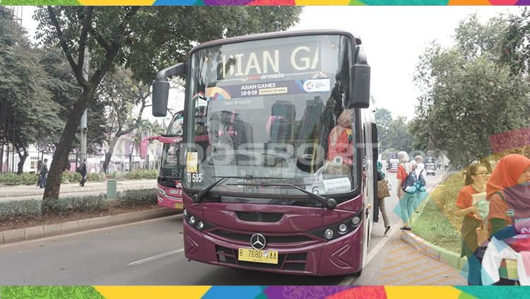 Transjakarta yang dipersiapkan untuk Opening Ceremony Asian Games 2018. Copyright: © Abdul Aziz/INDOSPORT