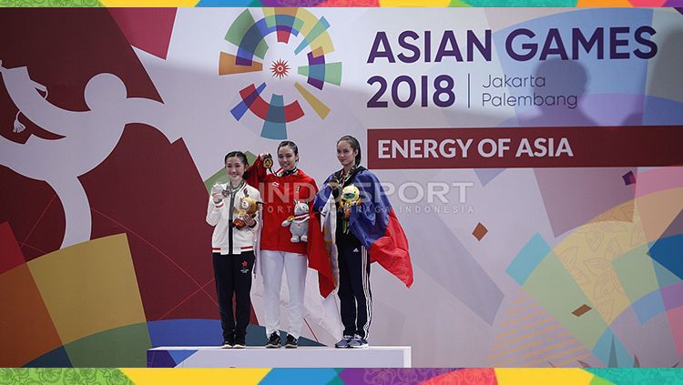 Atlet wushu Indonesia, Lindswell Kwok sabet medali emas Asian Games 2018. Copyright: © INDOSPORT/Herry Ibrahim