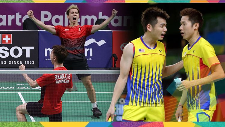 Marcus/Kevin saat mengalahkan ganda putra asal Malaysia, Goh V Shem/Tan Wee Kiong. Copyright: © Getty Images