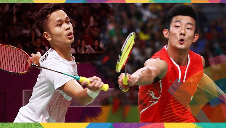 Anthony Sinisuka Ginting dan Chen Long. Copyright: © Getty Images