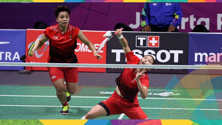 Greysia Polli/Apriyani Rahayu saat tampil di peremparfinal Asian Games 2018. Copyright: © Humas PBSI