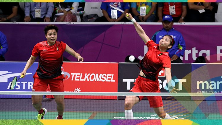 Greysia Polli/Apriyani Rahayu saat tampil di perempatfinal Asian Games 2018. Copyright: © Humas PBSI