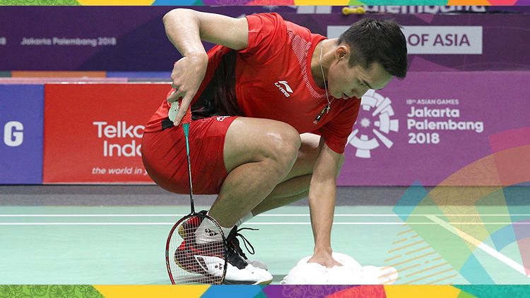 Jonatan Christie dalam aksinya di ajang Asian Games 2018. Copyright: © HUMAS PBSI