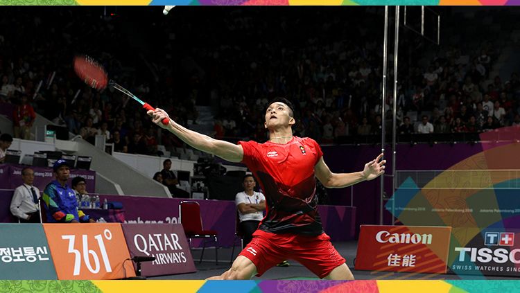 Jonatan Christie dalam aksinya di ajang Asian Games 2018. Copyright: © HUMAS PBSI