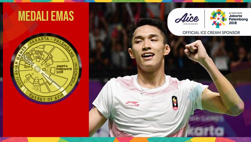 Jonatan Christie meraih medali emas Asian Games 2018. Copyright: © Indosport.com