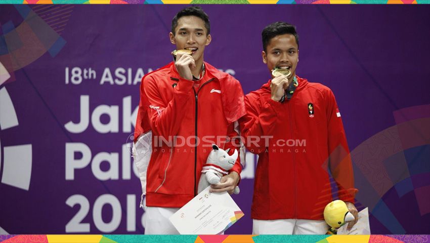 Jonatan Christie dan Anthony Sinisuka Ginting pebulutangkis Indonesia. Copyright: © Herry Ibrahim/Football265.com