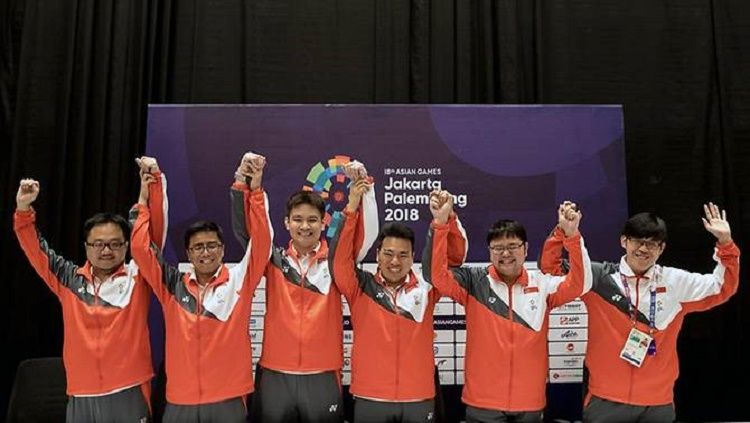 Tim Bridge Singapura meraih medali emas di Asian Games 2018 Copyright: © Channel News Asia