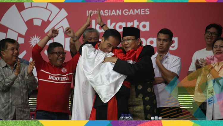 Hanifan Yudani membuat Jokowi dan Prabowo berpelukan. Copyright: © INASGOC