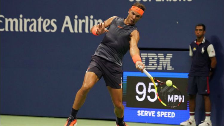 Rafael Nadal melaju ke semifinal US Open 2018 usai mengalahkan Dominic Thiem. Copyright: © New York Times