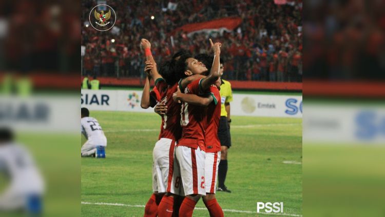 Timnas Indonesia U-16 saat bermain imbang kontra Oman. Copyright: © PSSI