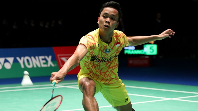 Anthony Sinisuka Ginting di Japan Open 2018. Copyright: © Humas PBSI