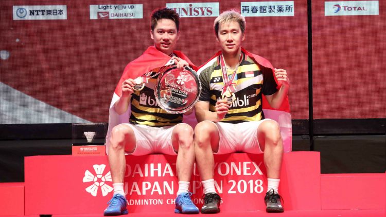 Kevin Sanjaya/Marcus Gideon juara di Japan Open 2018. Copyright: © Humas PBSI
