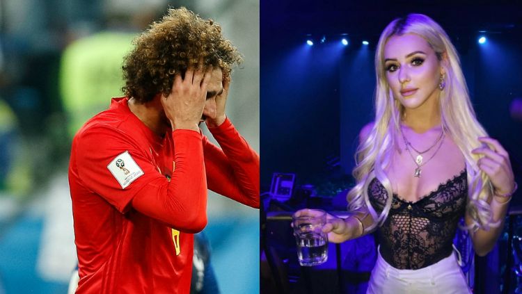 Fellaini menggoda model seksi bernama Tina Stinnes. Copyright: &copy; Getty Images