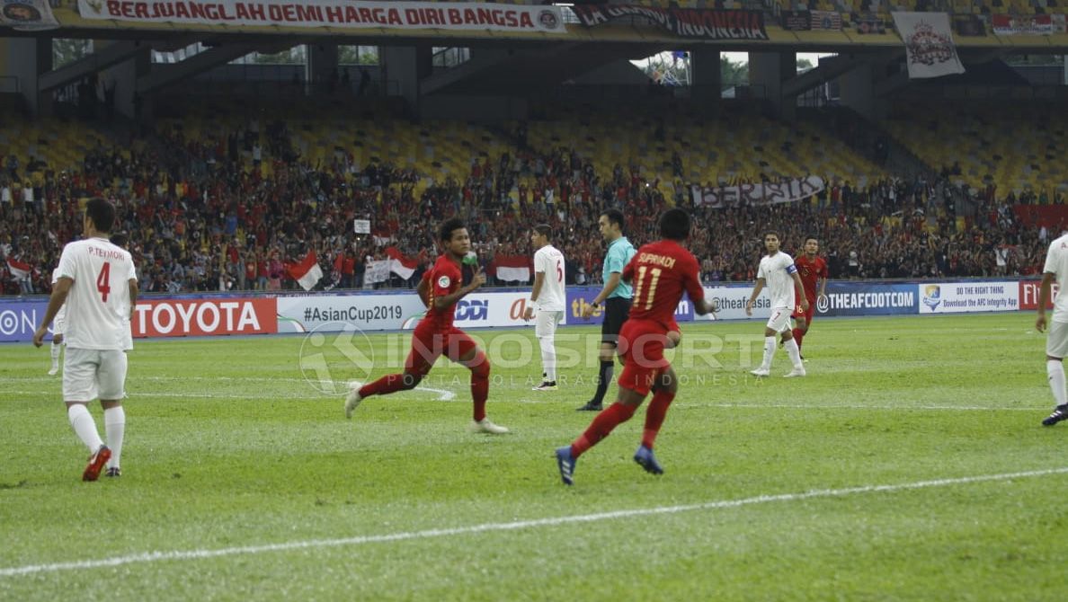 Selebrasi Bagus Kahfi saat laga vs Iran. Copyright: © Abdurrahman Ranala/Indosport.com