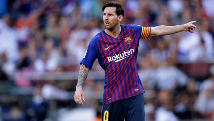 Pemain Barcelona, Lionel Messi, saat berada di lapangan. Copyright: © INDOSPORT