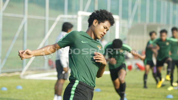Amiruddin Bagus Kahfi berlatih bersama timnas Indonesia U-19. Copyright: © Abdurrahman Ranala/Indosport.com
