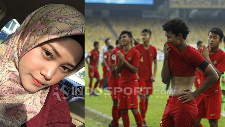 Wan Azlyn (Darling) turut sedih atas kekalahan Timnas Indonesia u-16 dari Australia U-16 Copyright: &copy; INDOSPORT/Arif Yahya