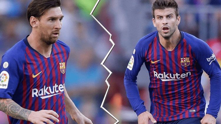 Lionel Messi dan Gerard Pique dikabarkan sedang tak akur karena saling kritik. Copyright: © VivaroNews